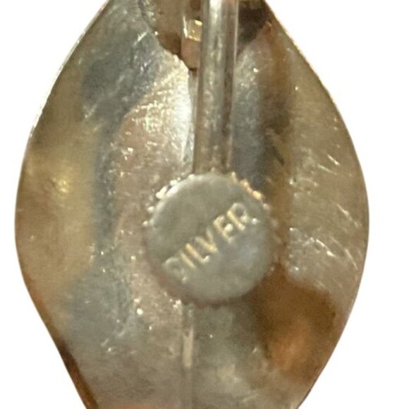 Vintage Sterling Silver & Yellow Bakelite Tulip Flower Clip-On Earrings 1"H - Picture 2 of 4